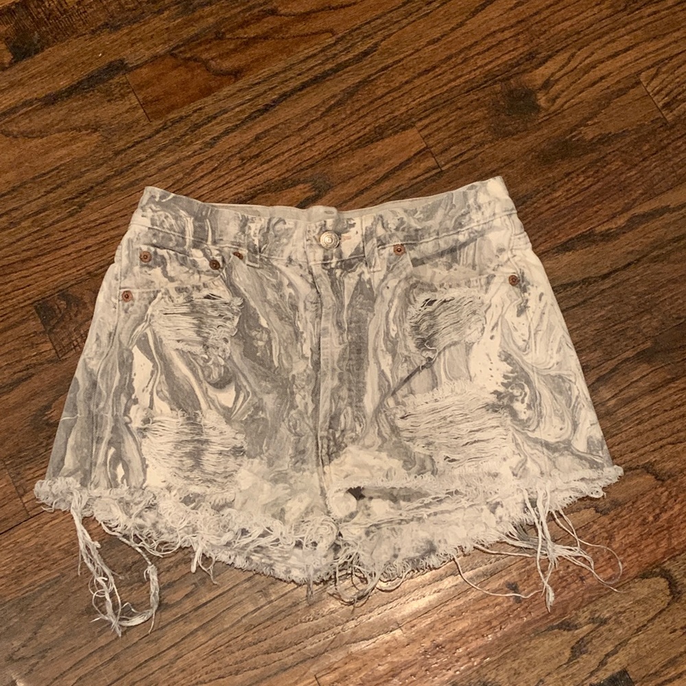Grey and white acid wash Jean shorts